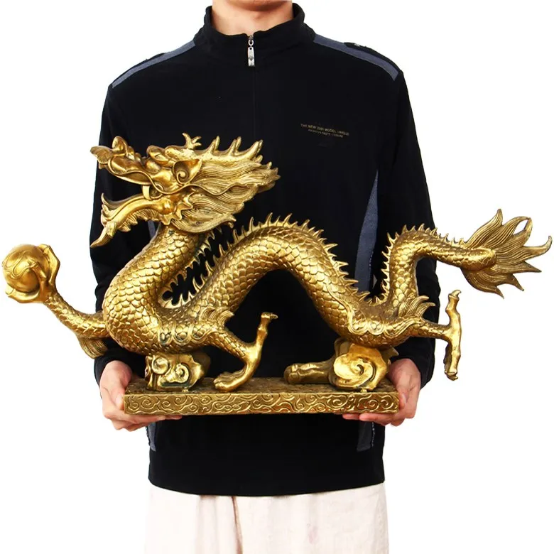 

68 CM LARGE HUGE -2020 COMPANY HOME HALL LOBBY BUSINESS WEALTH MASCOT EFFICACIOUS TALISMAN FENG SHUI GOLD COPPER DRAGON STATUE