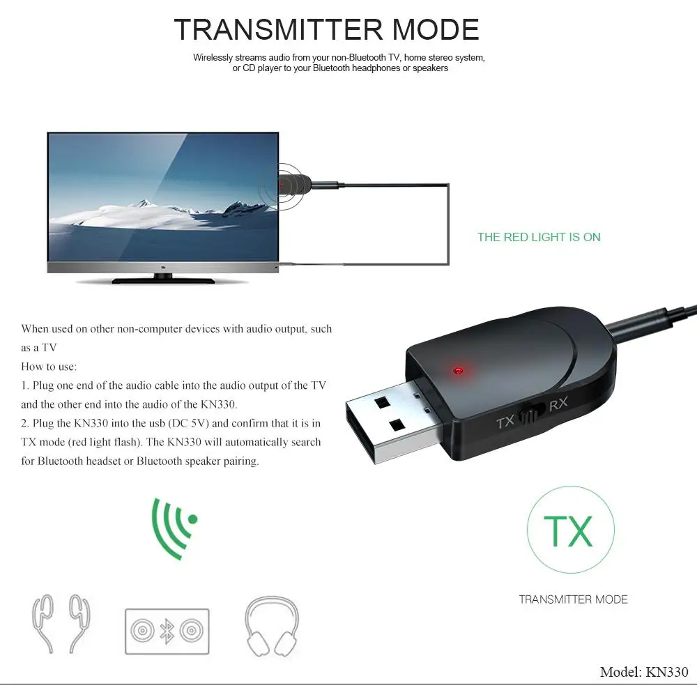 Acekool Bluetooth 5 0 аудио приемник передатчик мини стерео USB 3 мм Jack для ТВ планшетный ПК