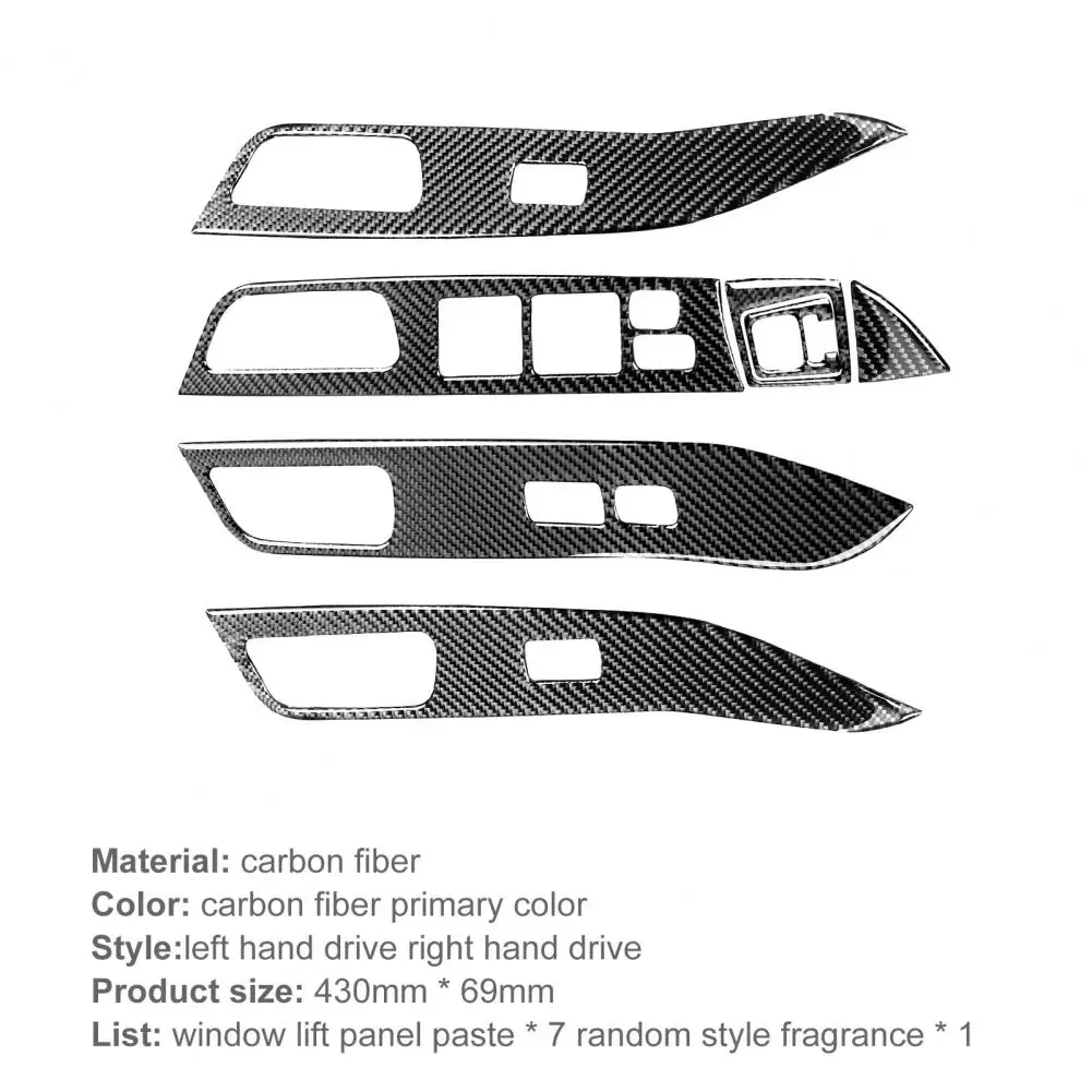 

7Pcs Carbon Fiber Window Lift Panel Trim Lock Frame Covers Left/Right Drive for Mitsubishi Lancer EVO 08-15 Accessories