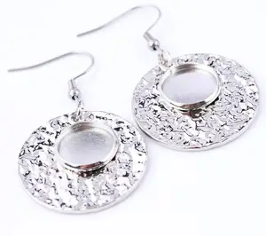 6 шт. установки 12 мм Серьги из стекла кабошона установки лотков с круглая пластина diy база ободок заготовки для изготовление сережек без никеля