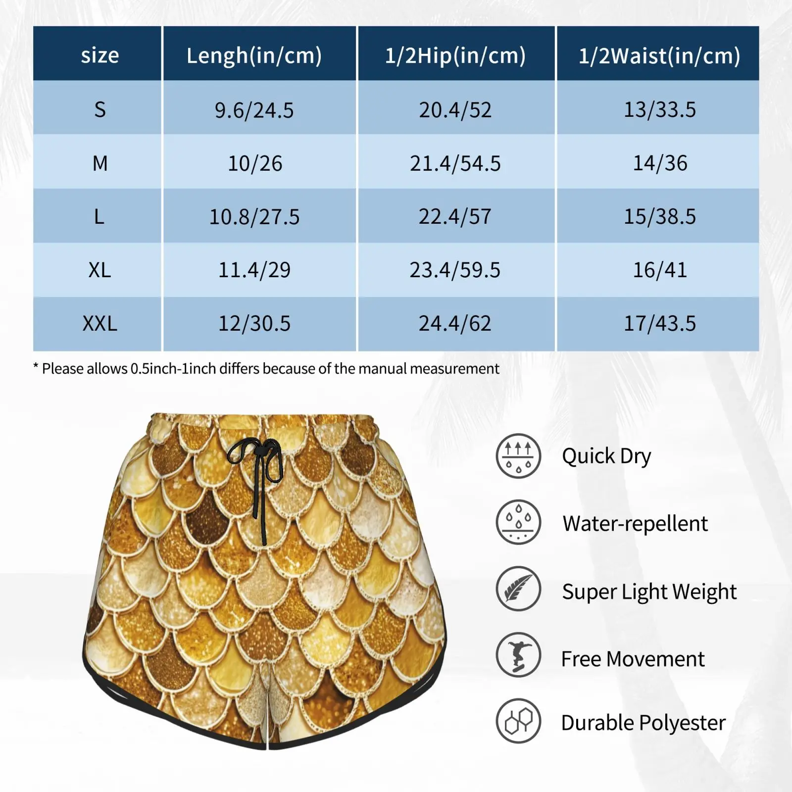 

Gold Metal Original Mermaid Scales Swim Shorts Women Beach Shorts Mermaid Mermaid Scales Mermaid Pattern Mermaidpattern