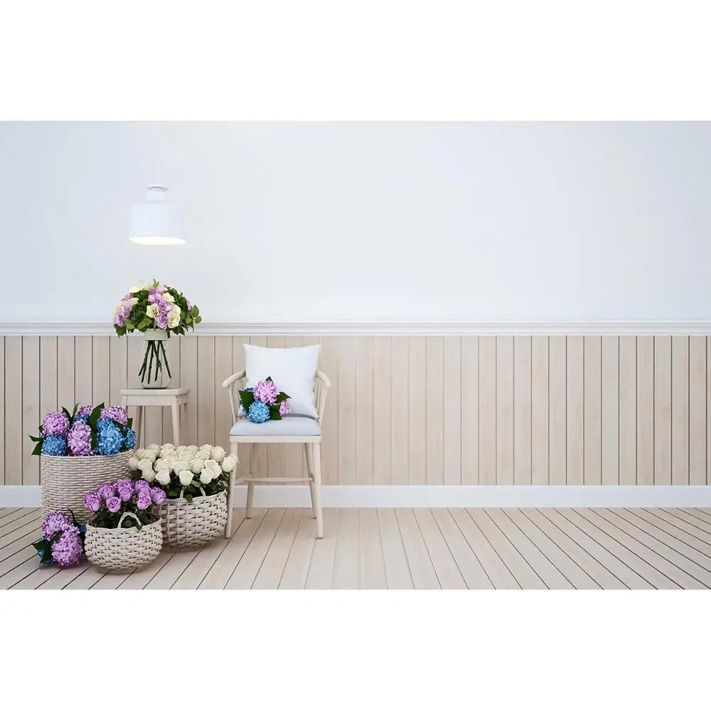 Деревянные доски цветы корзины фон для фотосъемки на виниловой основе любителей