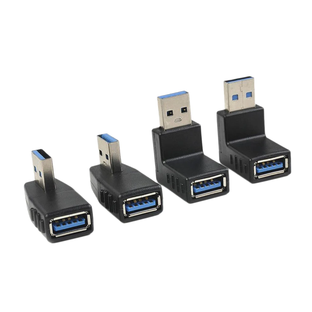 

4PC USB A Male To Female Extension Cable 90Degree Right Angle Adapter Plug