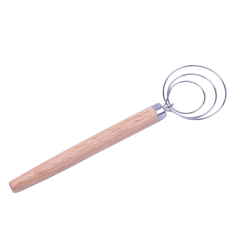 1 шт. Нержавеющая сталь катушки яичное било деревянной ручкой для