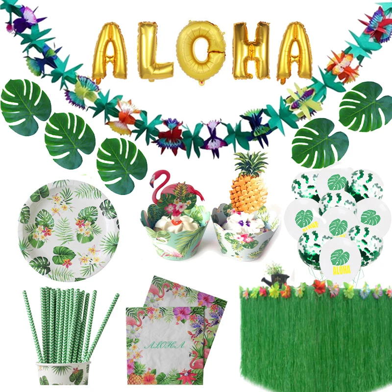 Гавайские Вечерние Декорации Aloha Luau летние тропические вечерние принадлежности