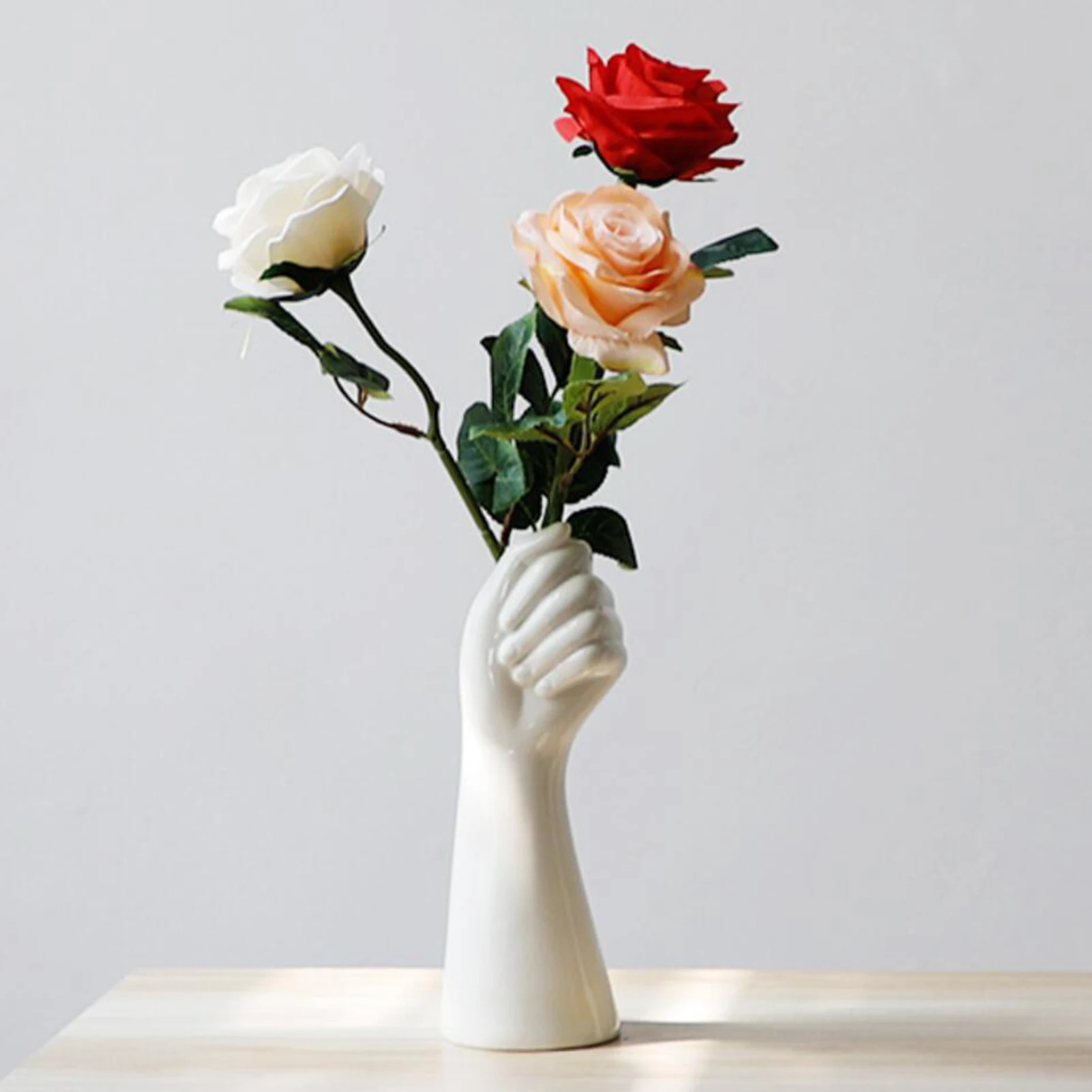 

Nordic Hand Shape Ceramic Vase Artificial Human Body Arm Dried Flower Pot Modern Home Office Art Ornament Livingroom Decoration