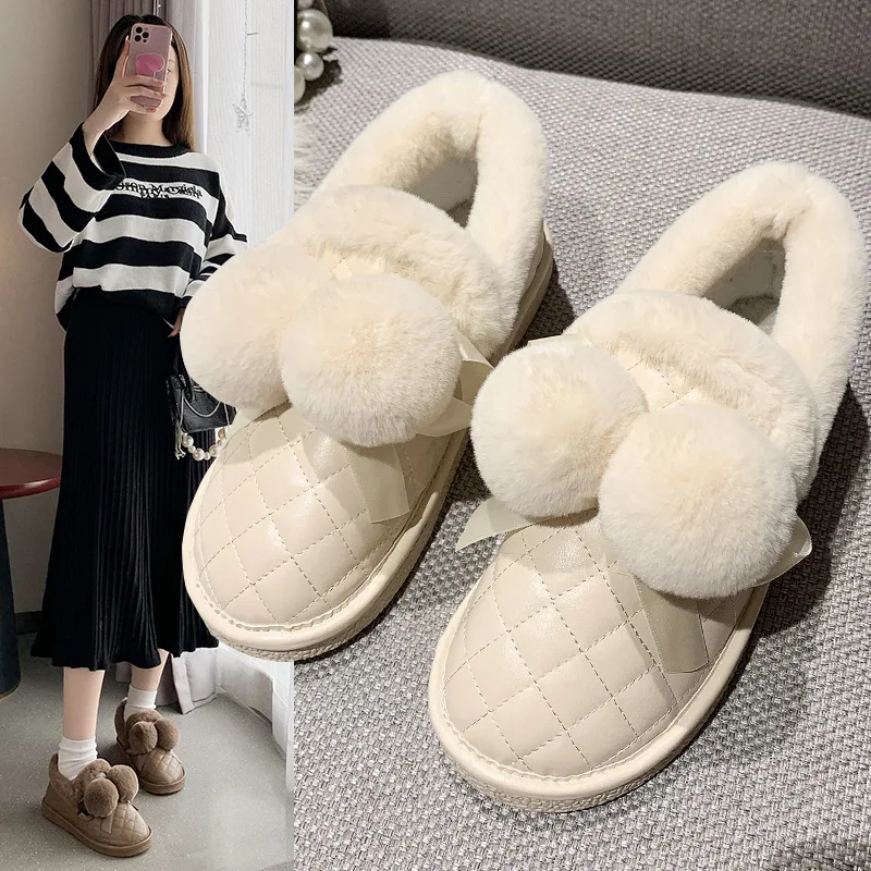 

Fashion New Snow Boots Winter Women Shoes Warm Fur Plush Lady Cute Flat Bottom Waterproof Casual Winter Shoes Ankle Boots