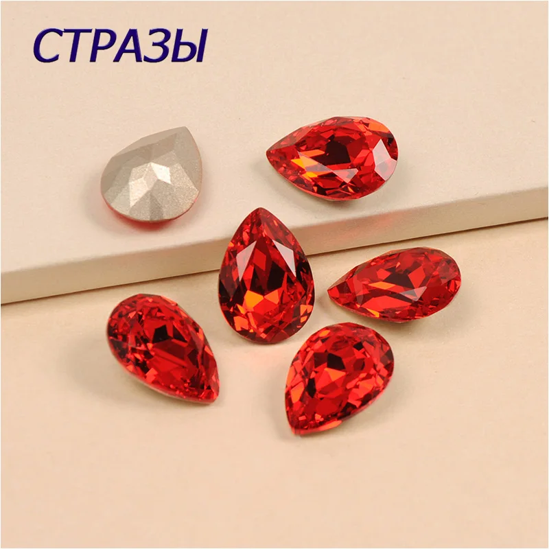 

4320 K9 Light Siam Dorp Shape Cut K9 Glass Rhinestones Piontback Strass Crystal Sew On Clothing Jewelry Beads Accessories