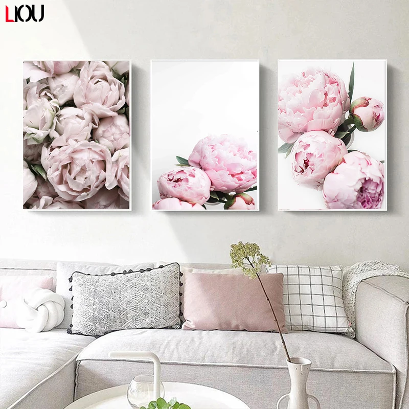 Настенная картина пиона настенная Картина на холсте в скандинавском стиле с