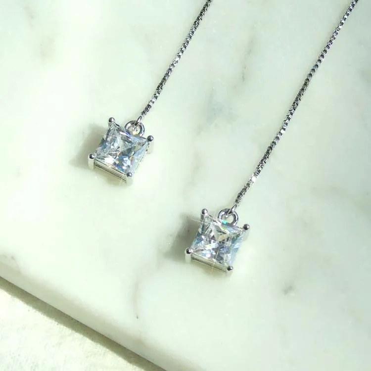 Новинка 2019 яркие квадратные Искусственные серьги из циркония длинные модные