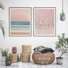 Постер на холсте с изображением розового океана, неба, пейзажа, скандинавских стилей