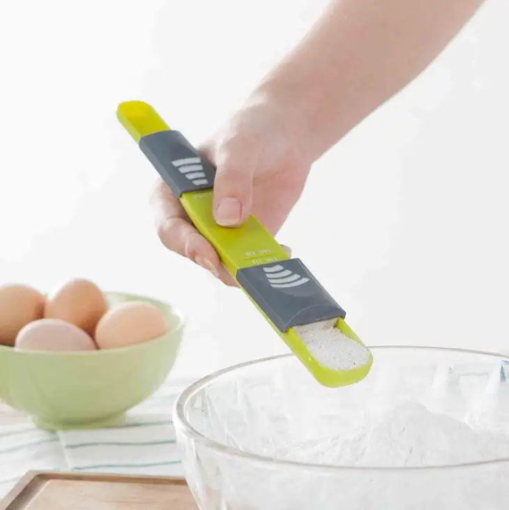 

Adjustable Scale Coffee Measuring Spoons Double End 8 Stalls Measure Spoon Baking Tool Kitchen Seasoning Spoon LX1578