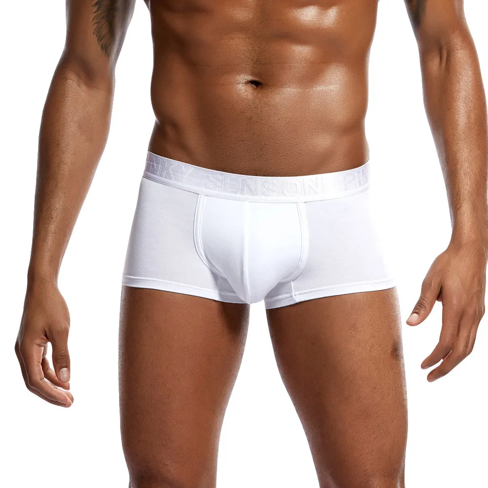 

Men's solid color boxer briefs sexy underwear letter printing comfortable boxer briefs shorts expansion bag briefs