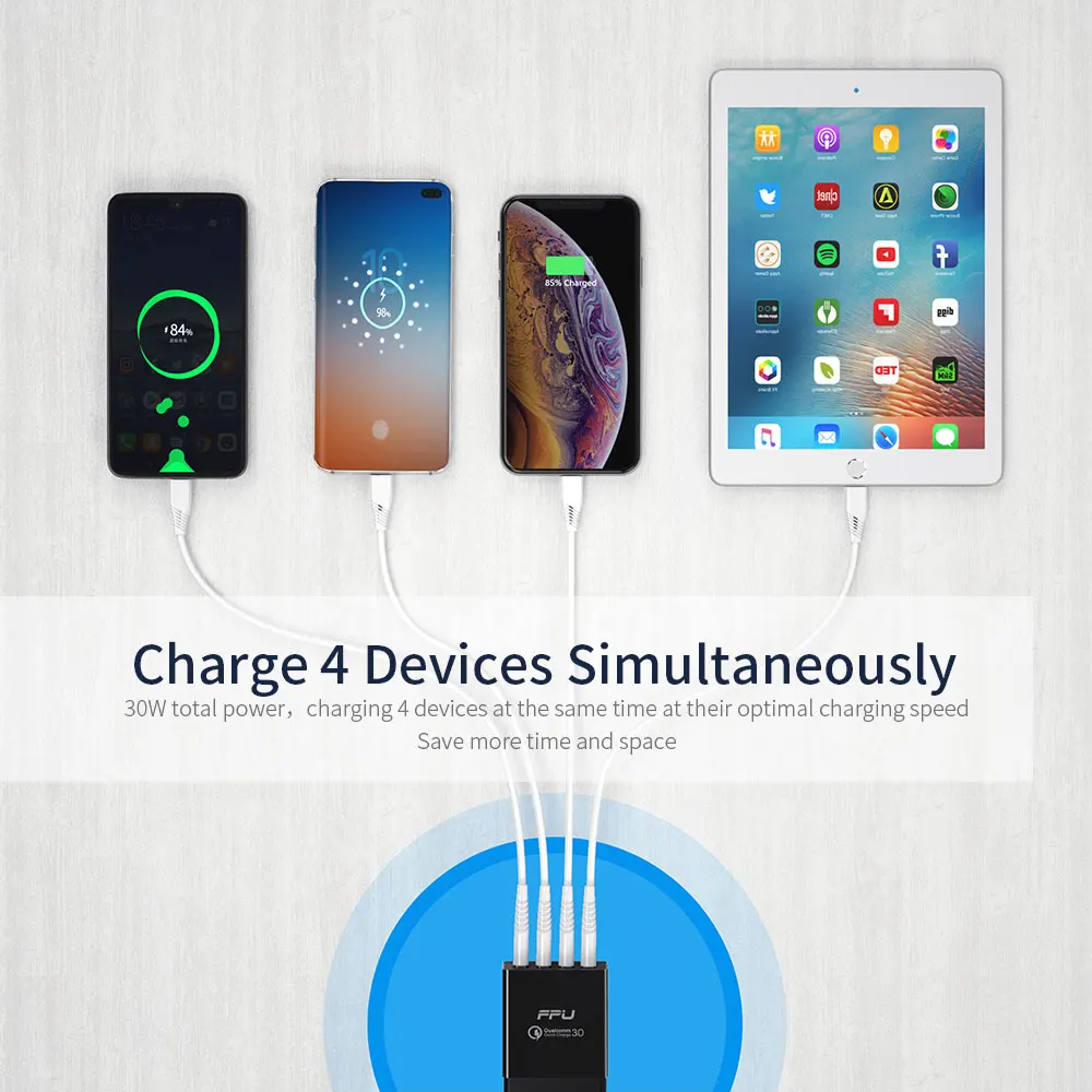 Модный многофункциональный 4 Порты usb-концентратор стены Зарядное устройство QC3.0 быстрый адаптер для зарядки зарядная станция для телефона(штепсельная Вилка европейского стандарта