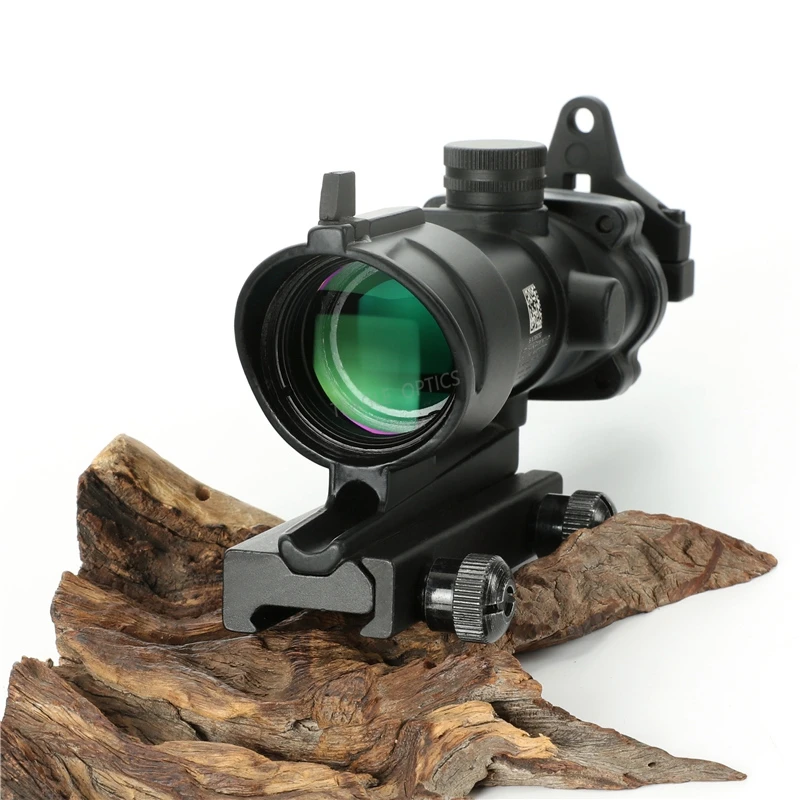 Охотничий Прицел ACOG 4X32 настоящий волоконный оптика красный освещенный точечный элемент шеврон стекло сетка тактический оптический прицел