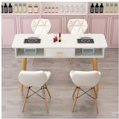 

Ins nail table and chair set special price economic net red single simple modern small solid wood nail table