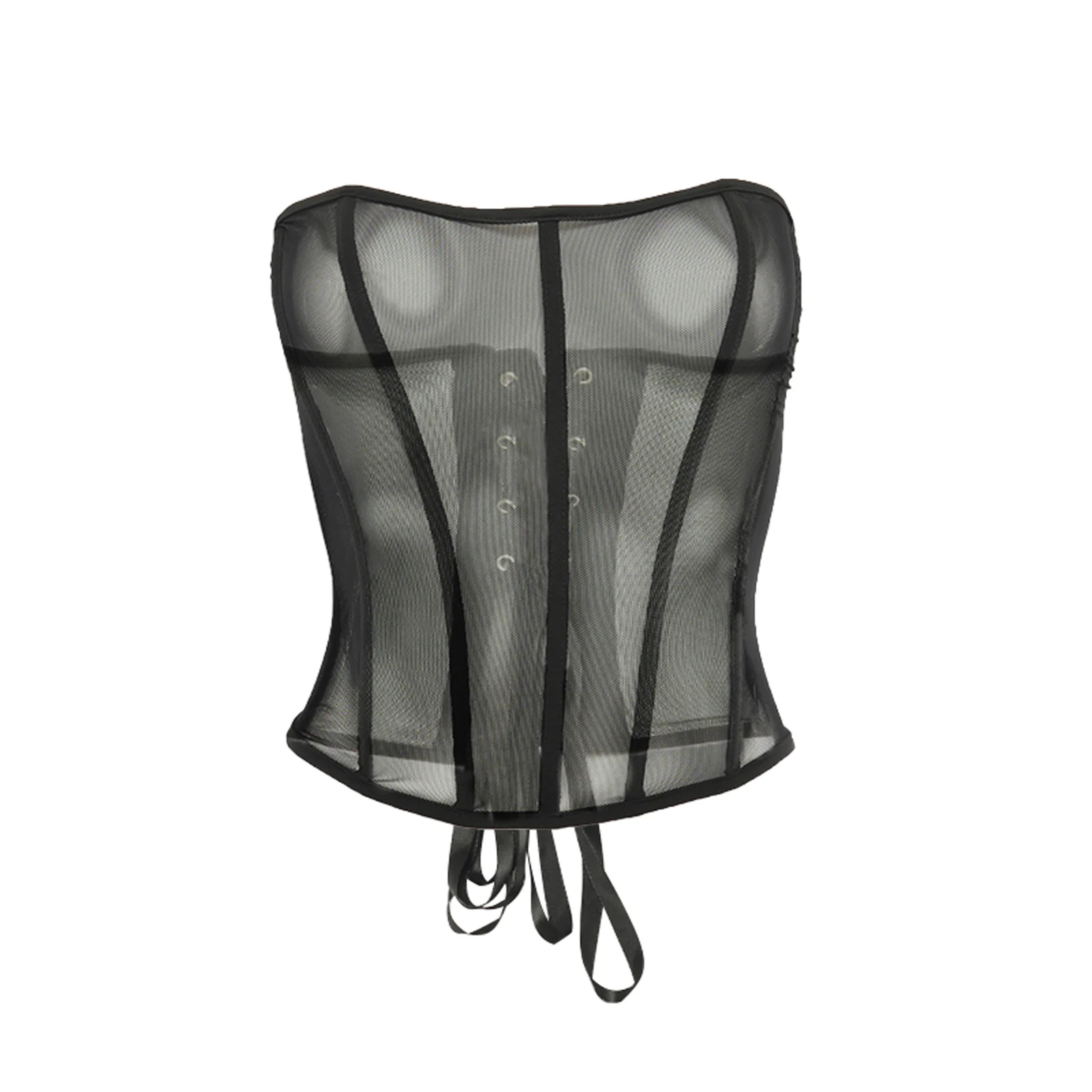 

Black Sexy Women Bustier Breathable Slimimg Body Shapwear Mesh Net Corset For Summer Push Up Tank Top