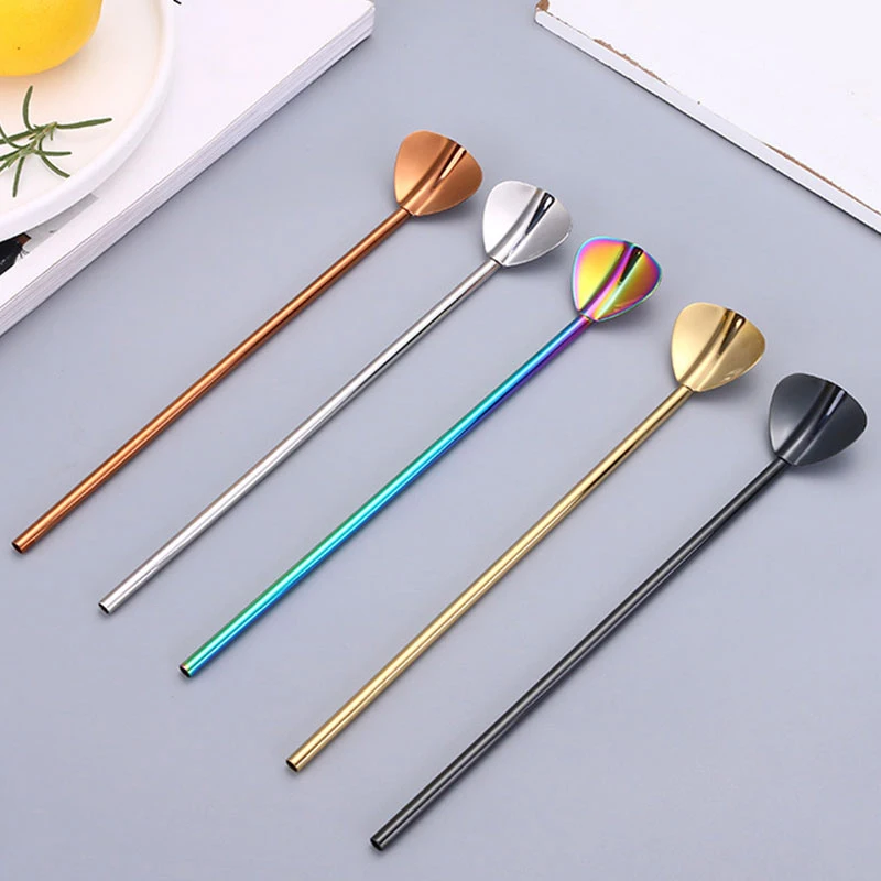 

1PC Creative Long Stainless Steel Straw Coffee Stirring Spoon Eco Friendly Drinking Straws Hot Sale Metal Straws High Quality