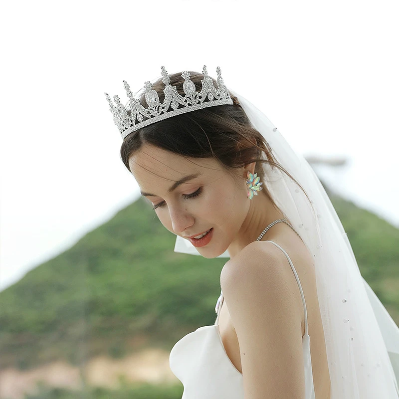 Великолепная женская диадема в виде короны невесты свадебная тиара принцессы