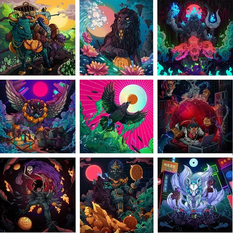 

5D DIY Full Square Diamond Painting Animals and Bitcoin Diamond Embroidery Cross Stitch Kit Handmade Gift Wall Home Decoration