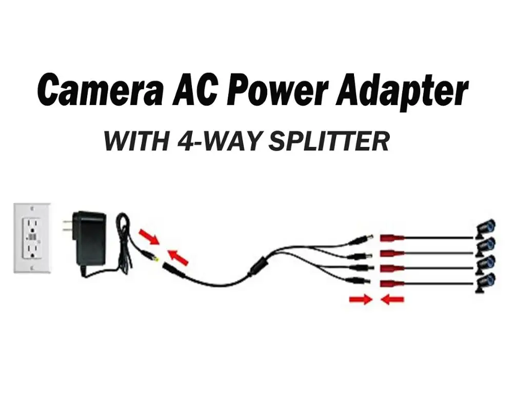 UpBright 4 способа Разветвитель 12V 2A AC/DC адаптер для сова проводной HD видеонаблюдения