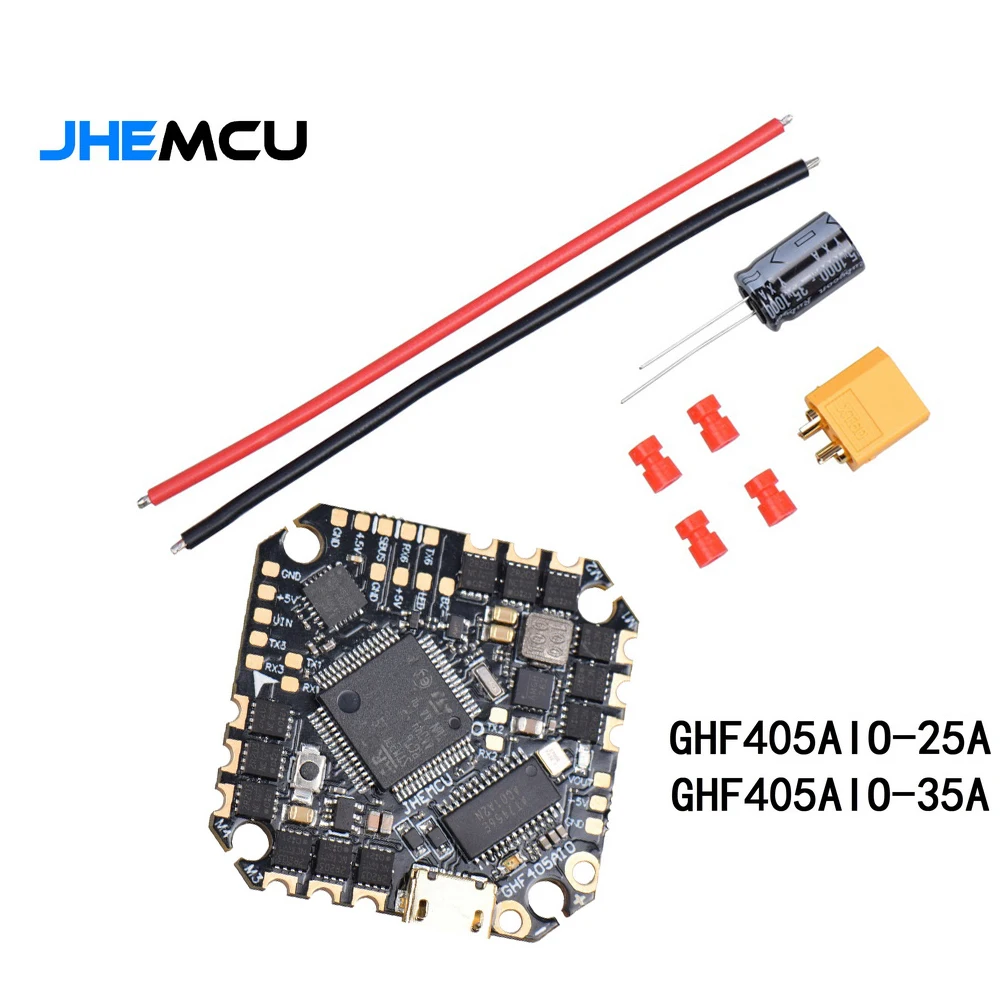 

JHEMCU GHF405AIO Built-in OSD Current Sensor BLHELI_S 25A 35A Betaflight F405 3-6S for FPV Racing Toothpick Cinewhoop Drones