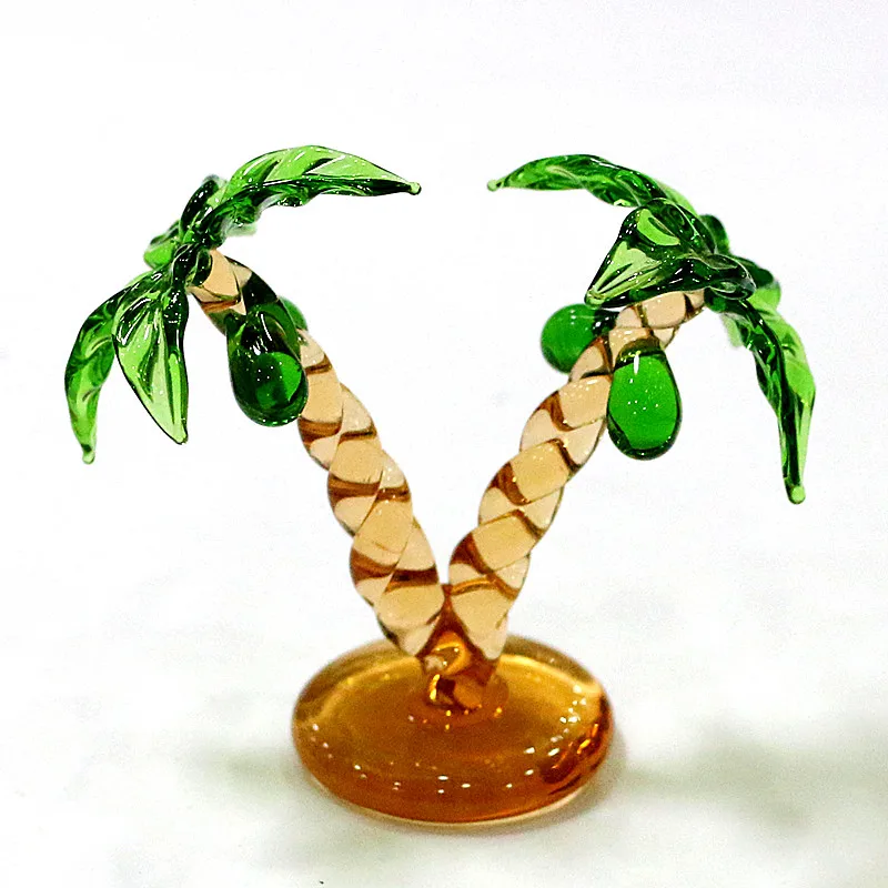 

Handmade Murano Glass Coconut Tree Ornament Hawaiian Style Creative Simulation Plant Small Sculpture Collection Home Table Decor