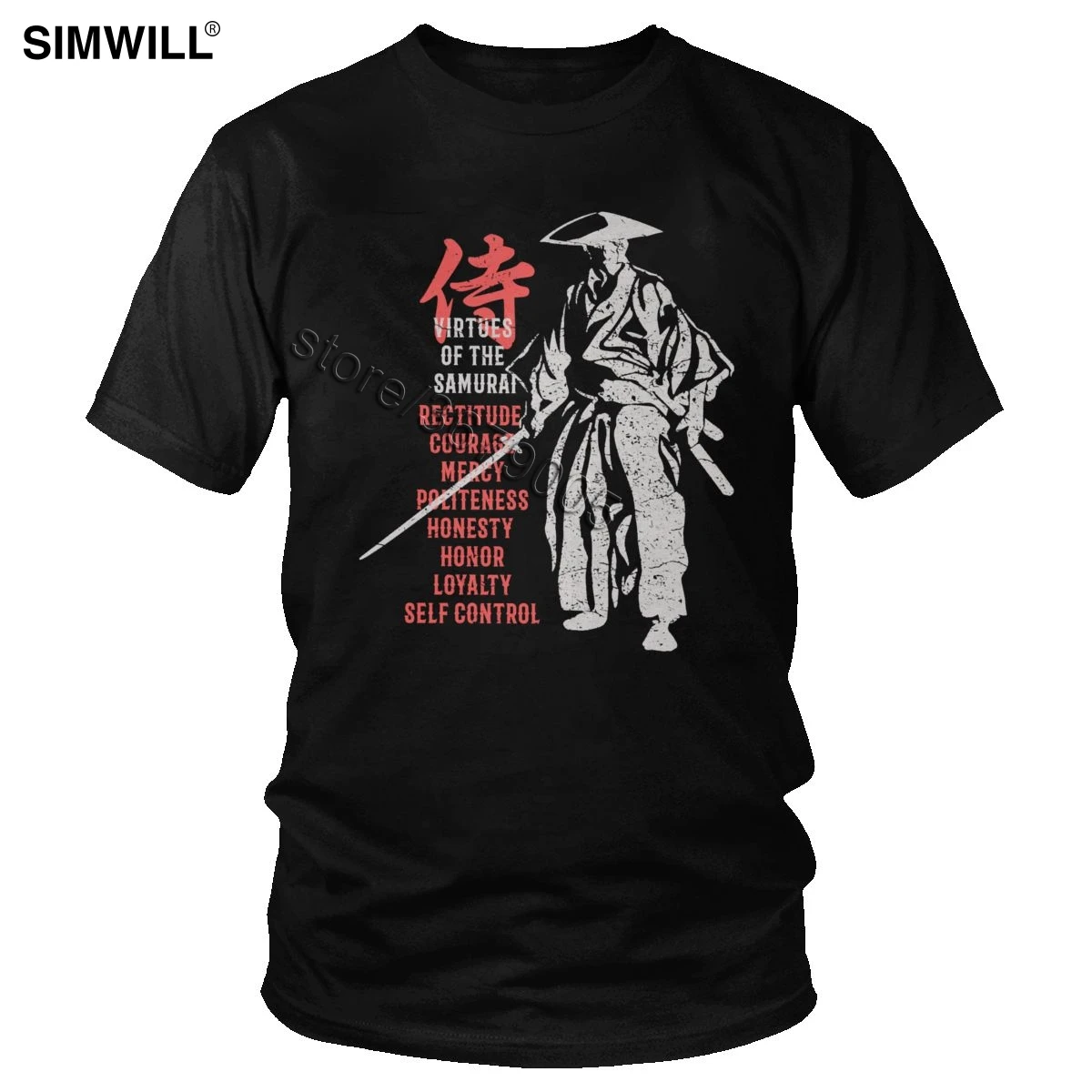 Винтажная футболка с героями мультфильма Самурай короткими рукавами и надписью