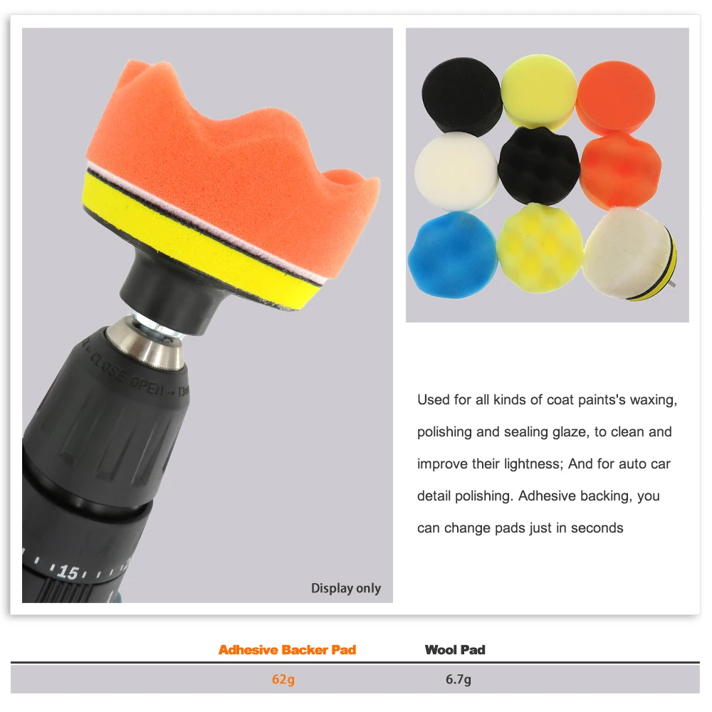 

8Pcs/Set 3 4 5 6 Inch Car Polishing Pads Kit Clean Sponge Waxing Wheel Wool Ball Accessory Auto Backer Pad Care Headlight Repair
