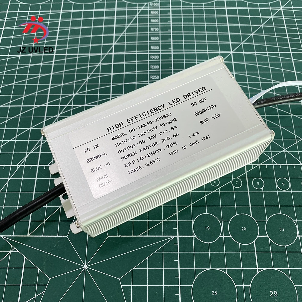 1.8A 60W IP67 Dimming Constant Current Source For UV LED Module Gel Curing Lamps INPUT AC 160V-265V OUTPUT DC 28-30V 1800 Ma