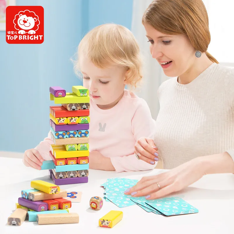 

3-6 Children's Jenga Puzzle Building Block Toys Parent-child Interaction Pumping Fun Layers of Animals