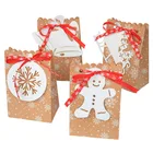 4 шт.лот DIY рождественские крафт-бумажные мешки Снеговик Белл чулок Снежинка бант конфетный мешоккоробка вечерние украшения для детского душа