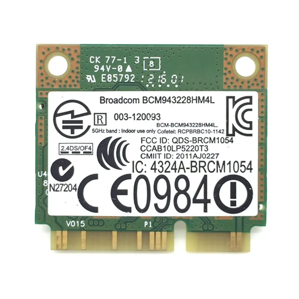 

Dual Band 300Mbps BCM943228HMB Bluetooth 4.0 802.11a/b/g/n Wifi Wireless Card Half Mini PCI-E Notebook Wlan 2.4Ghz 5Ghz Adapter