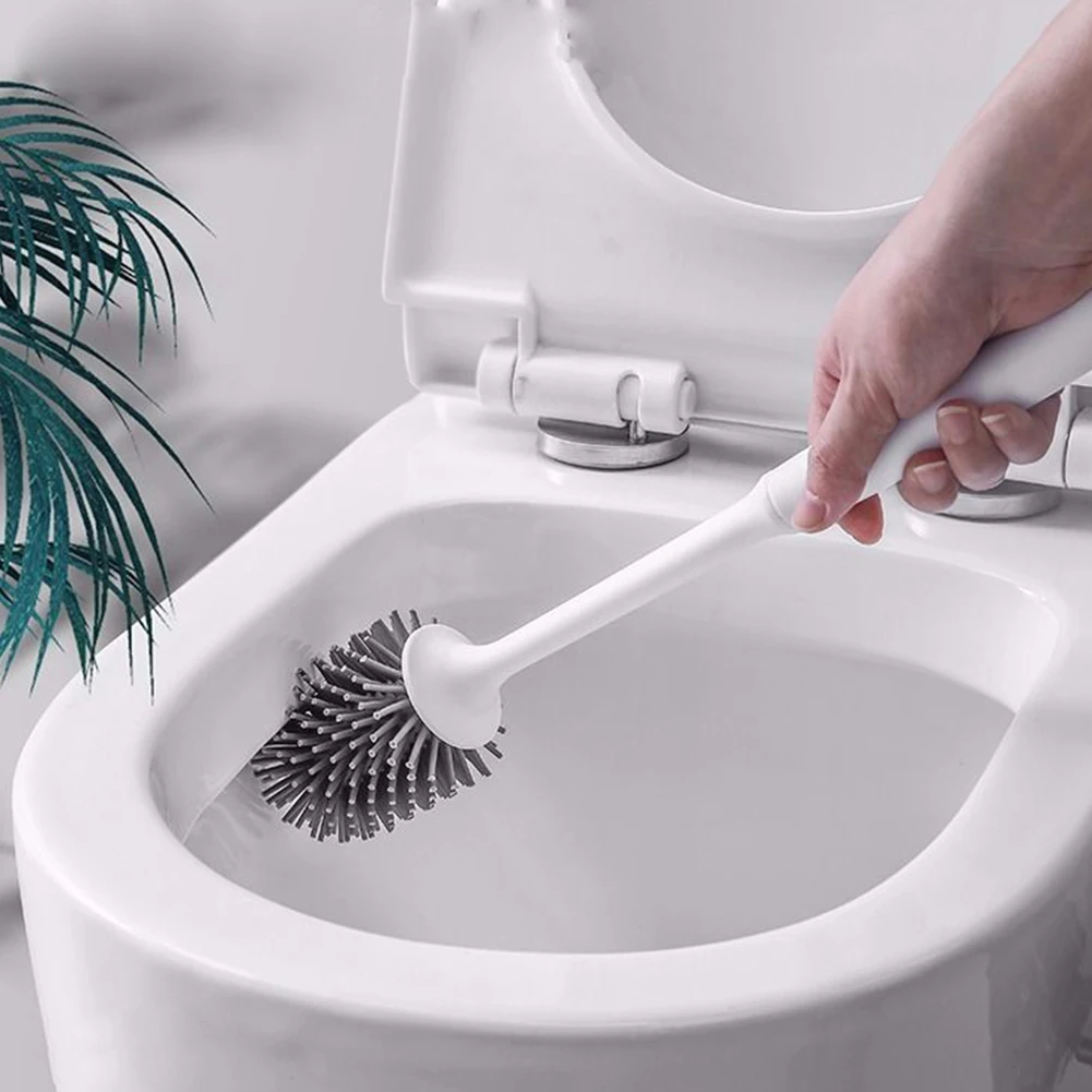

Cleaning Toilet Brush Silicone Long Handle Wall Hanging Ground Standing Rubber Head Household Bathroom WC Cleaning Toilet Brushs