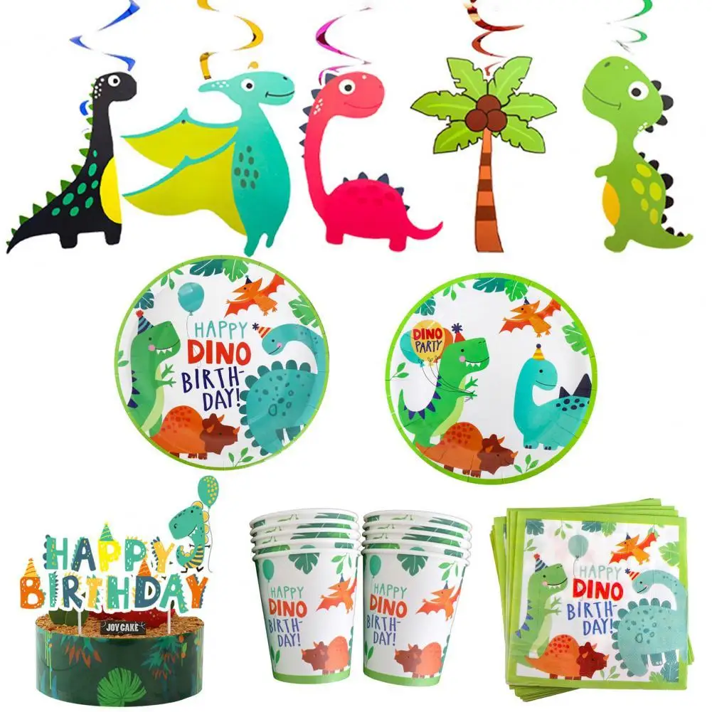 

Party Banner Cartoon Dinosaur Pattern Paper Parties Cake Topper Cutlery Disposable Tableware Disposable Tableware 1 Set