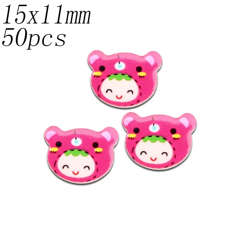 50 шт. Смешанные акриловые значки с героями мультфильмов Kawaii Flatback украшения животных ремесла значок украшения для скрапбукинга Diy аксессуары - Цвет: 15x11mm