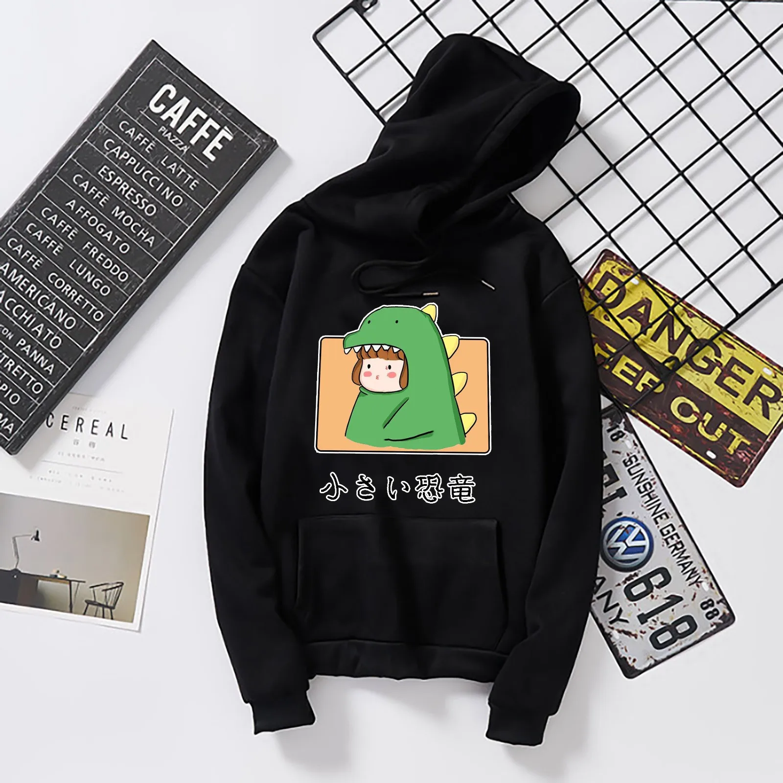 Dinosaur Oversized Cartoon Hoodie Women Fashion Women Sweatshirt Casual Print Korean Style Clothes For Sweatshirt Tops 2021
