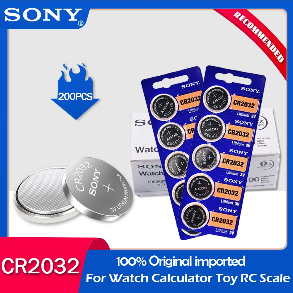 200 шт./лот sony CR2032 100% оригинальная 3 В литиевая батарея для часов пульт
