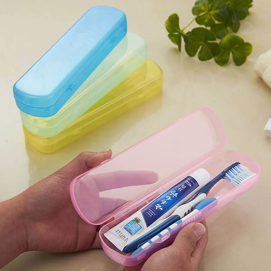 

Bathroom Accessories Portable Outdoor Travel Toothbrush Toothpaste Storage Box Only Empty Transparent Candy Color