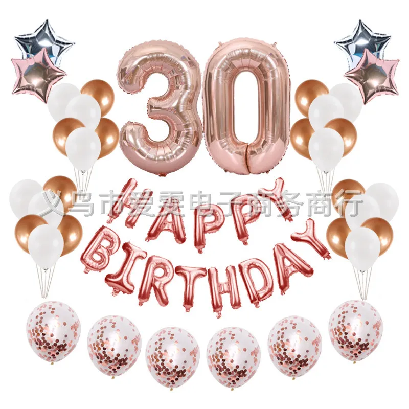 

Rose Gold Wedding Birthday Party Balloons Happy Birthday Letter Foil Balloon Birthday Decoration Anniversary Romantic Decoration