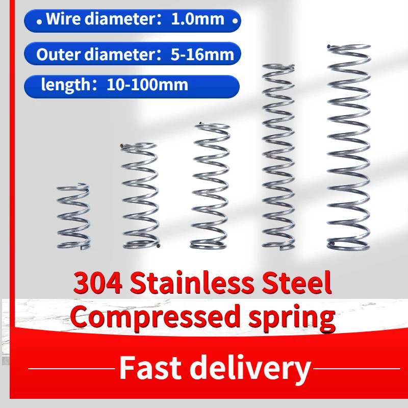 

Stainless Steel Compression Spring 304 SUS Compressed Spring Wire Diameter 1.0mm Y-Type Rotor Return Spring 10PCS
