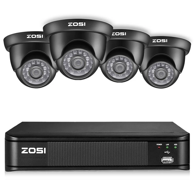 ZOSI 8 канальный 1MP CCTV Системы видео Len купол Камера ночного видения монитор с байонетным коаксиальным разъемом удаленного просмотра Управление Регистраторы DVR комплект HDD жесткий диск - Цвет: Black 1