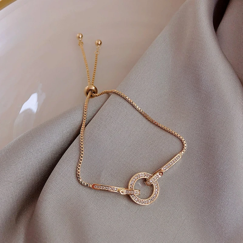 

New simple fashion geometric ring diamond bracelet female temperament wild bracelet trendy party jewelry