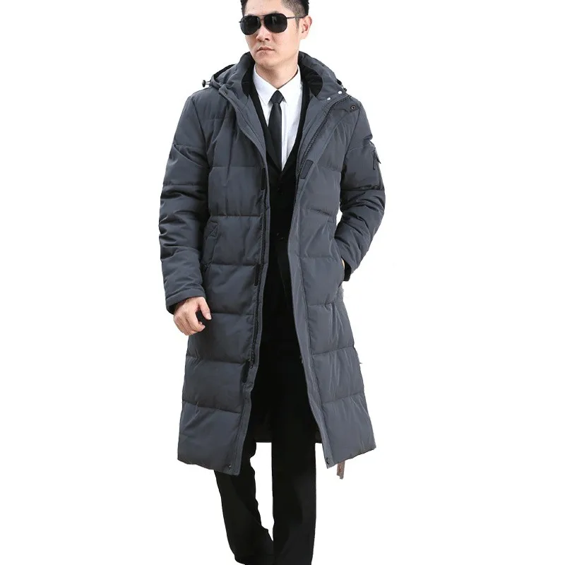 Мужской пуховик длинный свободный с капюшоном большой размер L 6XL|parka hood|down winterwinter