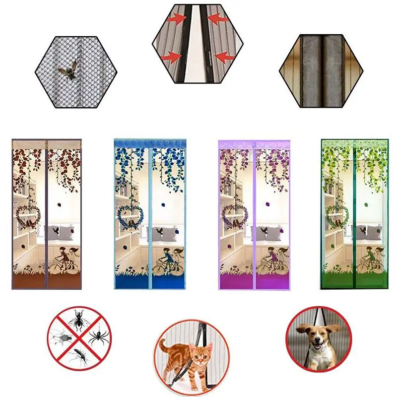 

Door Curtain Magnetic Curtains Hands-free Mesh Anti Mosquito Insect Fly Bug Curtains Net Automatic Closing Door Screen Kitchen