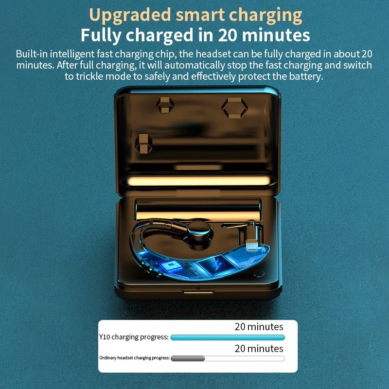 

New TWS Bluetooth Wireless Earphone With Microphone Earhook Business Sport Headset For Men 9D Stereo Headphones Y10