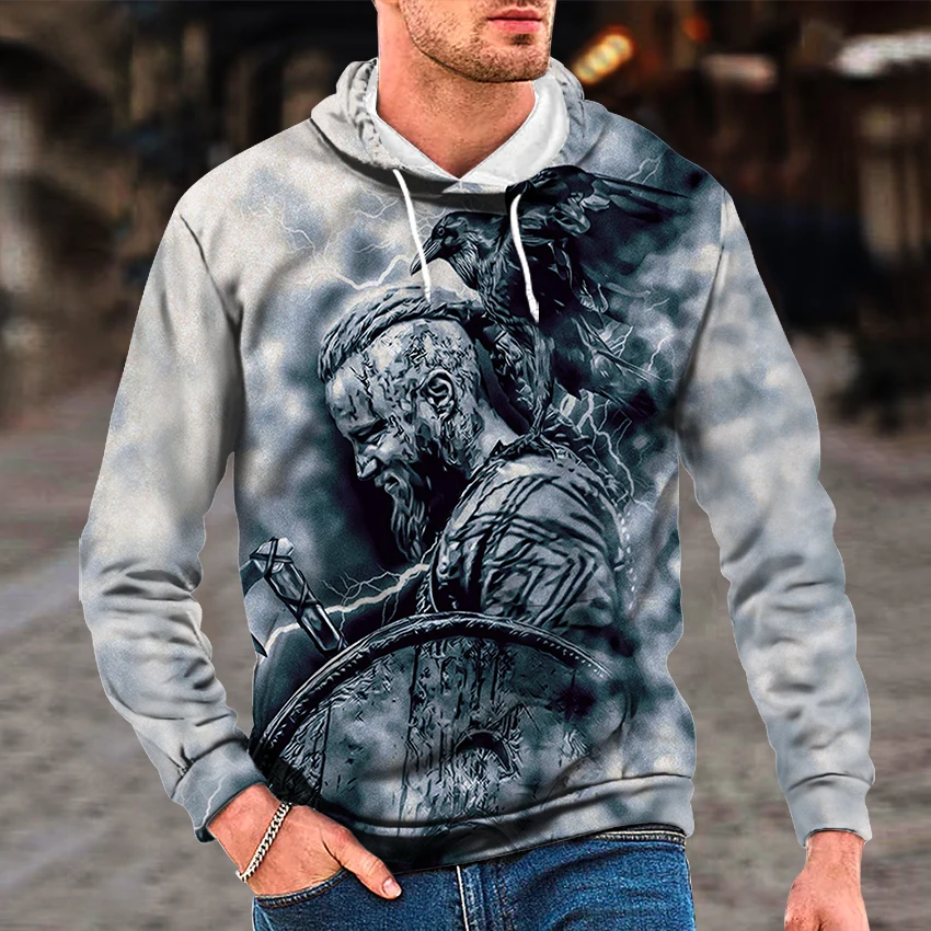 Новинка 2021 лидер продаж свитер в стиле Викинга мужской 3D худи джентльменском