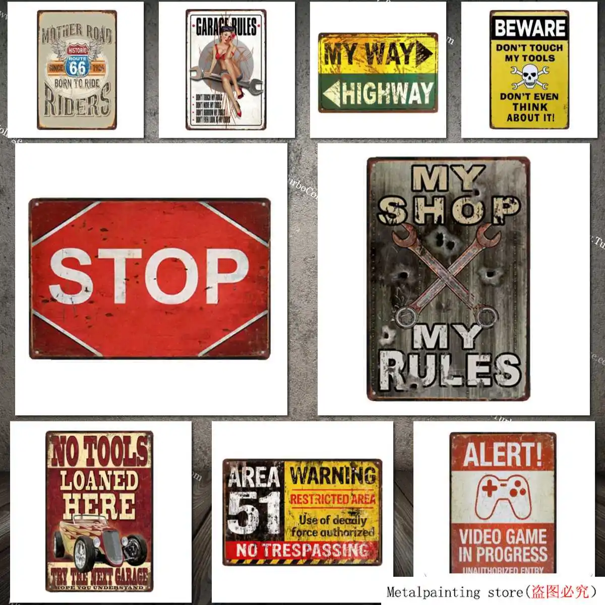 Металлическая пластина с винтажным рисунком &quotGarage Rules&quot настенный Декор Ретро