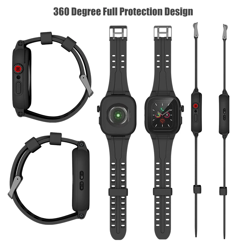 Силиконовый водонепроницаемый чехол Shellbox для Apple Watch ремешок 44 мм iWatch 4 5