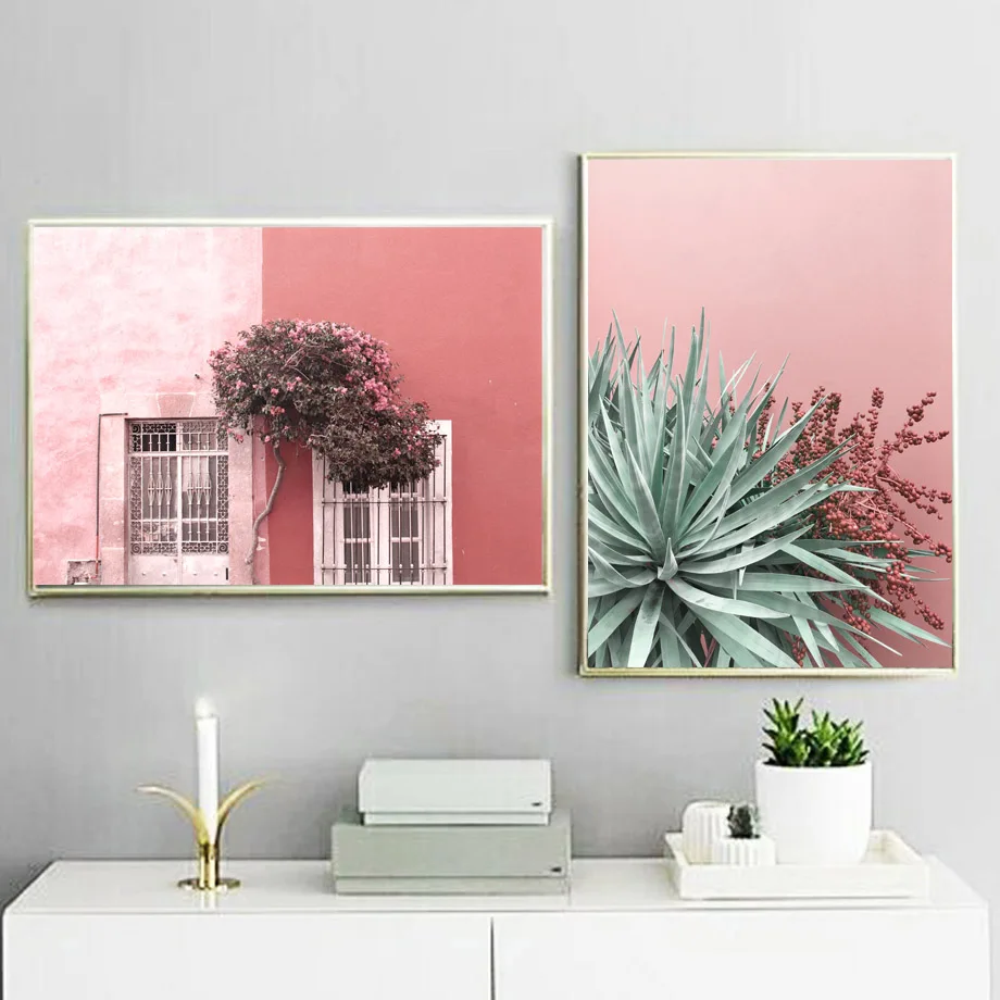 Пейзаж Пляж Агава цветок дом дерево скандинавские принты Художественная Картина